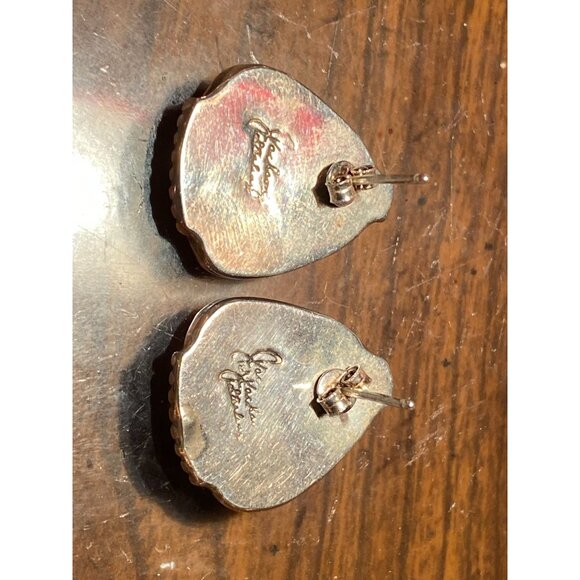 NAVAJO MASTER SILVERSMITH Tommy Jackson Earrings & Necklace Set | Rhodochrosite - Picture 6 of 8